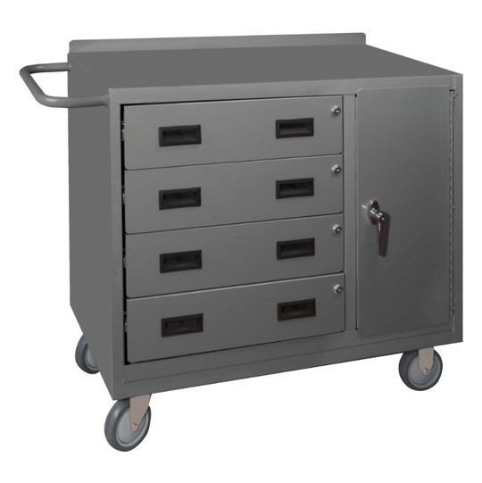 Durham 2211-95 Mobile Bench Cabinet, 1 Shelf, 4 Drawers, 18-1/4 X 42-1/8 X 36-3/8