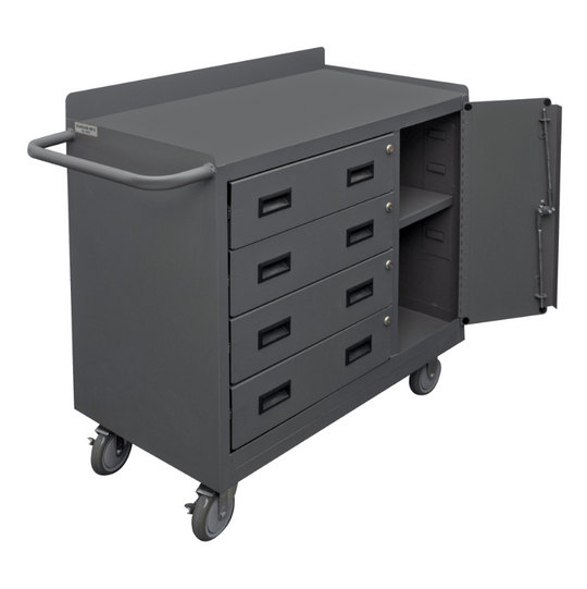 Durham 2211A-LU-95 Mobile Bench Cabinet, 1 Adjustable Shelf, 4 Drawers, 18-1/4 X 42-1/8 X 36-3/8