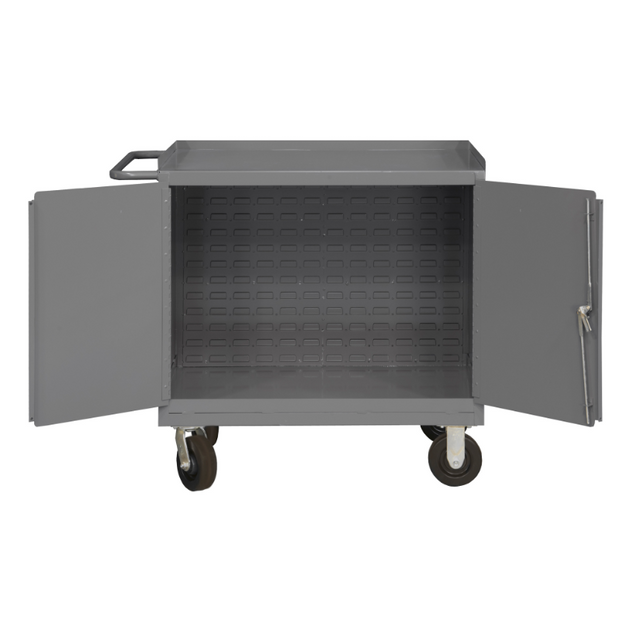 Durham 3100-BLP-95 Mobile Bench Cabinet, Louvered Panel Back, 24-1/4 X 42-1/8 X 37-3/4