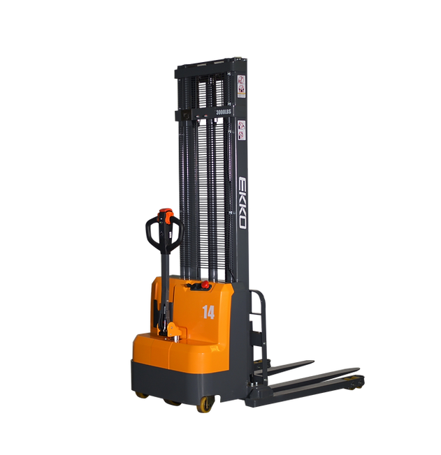EKKO Electric Straddle Stacker | 138" Lift Height | 3000 lb Capacity | EB14C-138