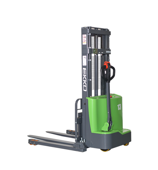 EKKO Lithium Straddle Stacker | 2800 lb Cap | 138" Lift Ht | EB13C-138LI