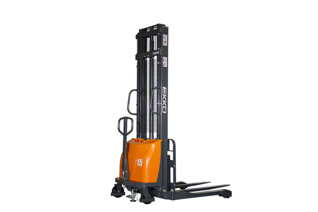 EKKO Semi-Electric Straddle Stacker | 118" Lift Height | 3300 lb Capacity | EA15A