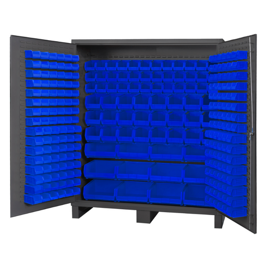 Durham SSC-722484-BDLP-264-5295 Cabinet, 14 Gauge, 264 Blue Bins, 72 X 24 X 84