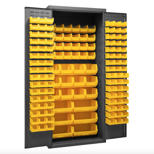 Durham 2500-138B-95 Cabinet, 16 Gauge, 138 Yellow Bins, 36 X 24 X 84
