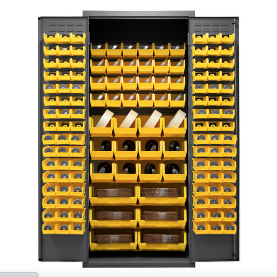 Durham 2500-138B-95 Cabinet, 16 Gauge, 138 Yellow Bins, 36 X 24 X 84
