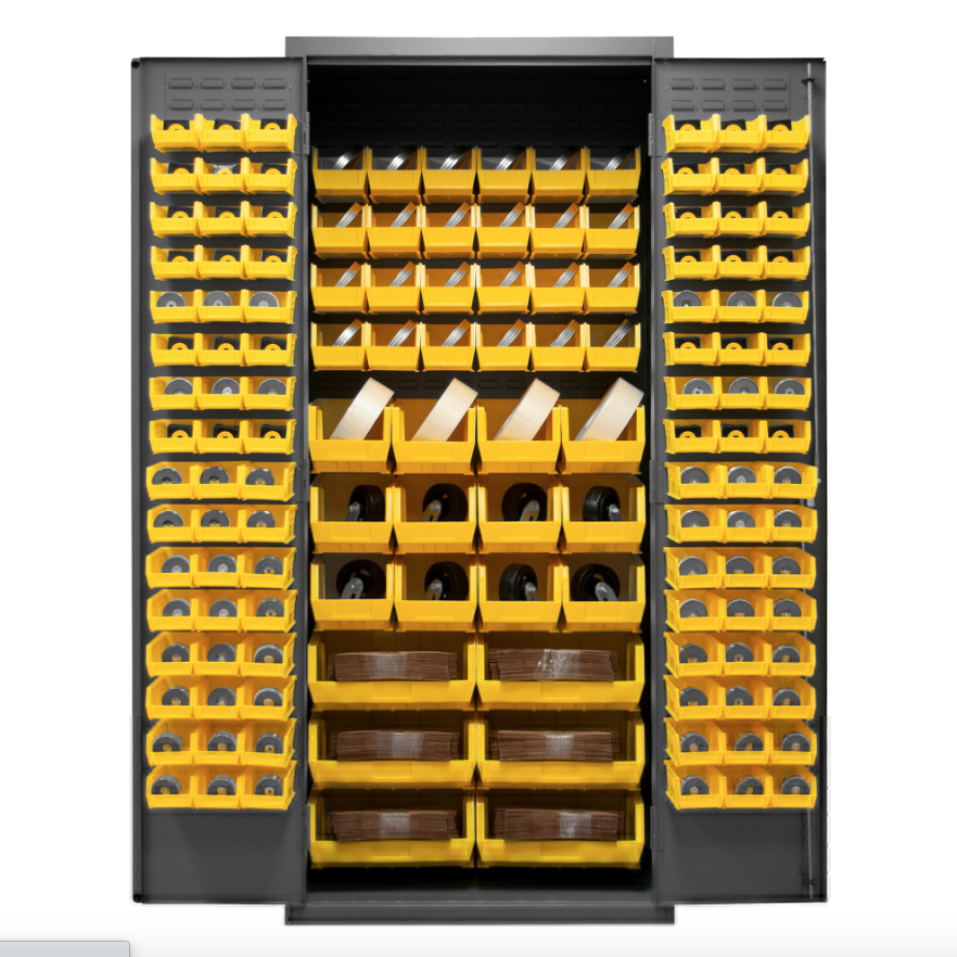 Durham 2500-138B-95 Cabinet, 16 Gauge, 138 Yellow Bins, 36 X 24 X 84