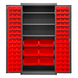 Durham 2501-BDLP-102-3S-1795 Cabinet, 16 Gauge, 102 Red Bins, 3 Shelves, 36 X 24 X 72