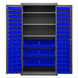 Durham 2501-BDLP-102-3S-5295 Cabinet, 16 Gauge, 102 Blue Bins, 3 Shelves, 36 X 24 X 72