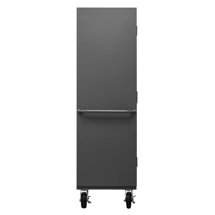 Durham 2501M-BLP-30-1795 Mobile Cabinet, 16 Gauge, 30 Red Bins, 36 X 24 X 81