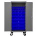 Durham 2501M-BLP-30-5295 Mobile Cabinet, 16 Gauge, 30 Blue Bins, 36 X 24 X 81