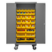 Durham 2501M-BLP-30-95 Mobile Cabinet, 16 Gauge, 30 Yellow Bins, 36 X 24 X 81