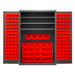 Durham 2502-138-3S-1795 Cabinet, 16 Gauge, 3 Shelves, 138 Red Bins, 48 X 24 X 72