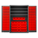 Durham 2502-138-3S-1795 Cabinet, 16 Gauge, 3 Shelves, 138 Red Bins, 48 X 24 X 72