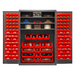 Durham 2502-138-3S-1795 Cabinet, 16 Gauge, 3 Shelves, 138 Red Bins, 48 X 24 X 72
