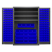 Durham 2502-138-3S-5295 Cabinet, 16 Gauge, 3 Shelves, 138 Blue Bins, 48 X 24 X 72