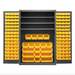 Durham 2502-138-3S-95 Cabinet, 16 Gauge, 3 Shelves, 138 Yellow Bins, 48 X 24 X 72