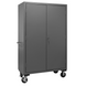 Durham 2502M-BLP-18-2S-1795 Mobile Cabinet, 16 Gauge, 2 Shelves, 18 Red Bins, 50-9/16 X 24 X 81