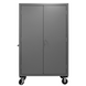 Durham 2502M-BLP-18-2S-1795 Mobile Cabinet, 16 Gauge, 2 Shelves, 18 Red Bins, 50-9/16 X 24 X 81