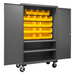 Durham 2502M-BLP-18-2S-95 Mobile Cabinet, 16 Gauge, 2 Shelves, 18 Yellow Bins, 50-9/16 X 24 X 81