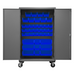 Durham 2502M-BLP-42-5295 Mobile Cabinet, 16 Gauge, 42 Blue Bins, 48 X 24 X 81