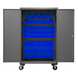 Durham 2502M-BLP-42-5295 Mobile Cabinet, 16 Gauge, 42 Blue Bins, 48 X 24 X 81