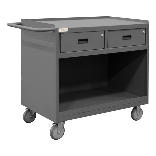 Durham 3117-95 Mobile Bench Cabinet, 2 Drawers, No Doors, Steel Top, 24-1/4 X 42-1/8 X 36-3/8