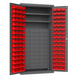 Durham 3501-DLP-60DR11-96-2S1795 Cabinet, 14 Gauge, 60 Drawers, 96 Red Bins, 2 Shelves, 36 X 24 X 72