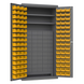 Durham 3501-DLP-60DR11-96-2S-95 Cabinet, 14 Gauge, 60 Drawers, 96 Yellow Bins, 2 Shelves, 36 X 24 X 72