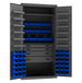 Durham 3501524RDR-5295 Cabinet, 14 Gauge, 4 Drawer, 2 Shelves, 12 Door Shelves, 52 Blue Bins, 36 X 24 X 72