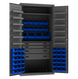 Durham 3501524RDR-5295 Cabinet, 14 Gauge, 4 Drawer, 2 Shelves, 12 Door Shelves, 52 Blue Bins, 36 X 24 X 72