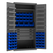 Durham 3501584RDR-5295 Cabinet, 14 Gauge, 4 Drawer, 2 Shelves, 12 Door Shelves, 58 Blue Bins, 36 X 24 X 72