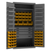 Durham 3501584RDR-95 Cabinet, 14 Gauge, 4 Drawer, 2 Shelves, 12 Door Shelves, 58 Yellow Bins, 36 X 24 X 72