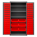 Durham 3501-BDLP-102-3S-1795 Cabinet, 14 Gauge, 3 Shelves, 102 Red Bins, 36 X 24 X 72