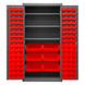 Durham 3501-BDLP-102-3S-1795 Cabinet, 14 Gauge, 3 Shelves, 102 Red Bins, 36 X 24 X 72