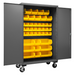 Durham 3502M-BLP-42-95 Mobile Cabinet, 14 Gauge, 42 Yellow Bins, 48 X 24 X 81