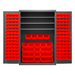 Durham 3502-138-3S-1795 Cabinet, 14 Gauge, 3 Shelves, 138 Red Bins, 48 X 24 X 72