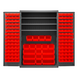 Durham 3502-138-3S-1795 Cabinet, 14 Gauge, 3 Shelves, 138 Red Bins, 48 X 24 X 72