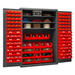 Durham 3502-138-3S-1795 Cabinet, 14 Gauge, 3 Shelves, 138 Red Bins, 48 X 24 X 72