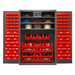 Durham 3502-138-3S-1795 Cabinet, 14 Gauge, 3 Shelves, 138 Red Bins, 48 X 24 X 72
