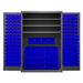 Durham 3502-138-3S-5295 Cabinet, 14 Gauge, 3 Shelves, 138 Blue Bins, 48 X 24 X 72