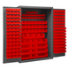 Durham 3502-186-1795 Cabinet, 14 Gauge, 186 Red Bins, 48 X 24 X 72