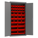 Durham 3602-BLP-36-1795 Cabinet, 14 Gauge, 36 Red Bins, 36 X 18 X 72