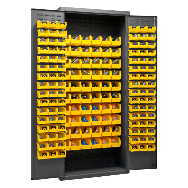Durham 3603-156B-95 Cabinet, 14 Gauge, 156 Yellow Bins, 36 X 18 X 84