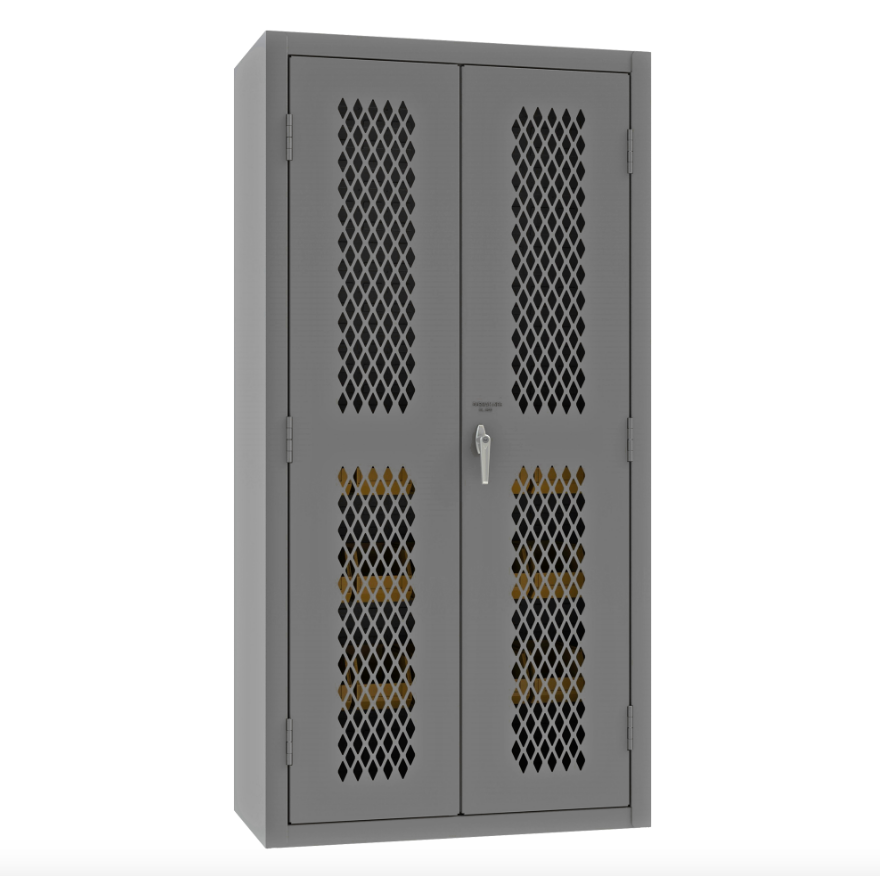 Durham EMDC36182S15B95 Ventilated Cabinet, 14 Gauge, 2 Shelves, 15 Yellow Bins, 36 X 18 X 72