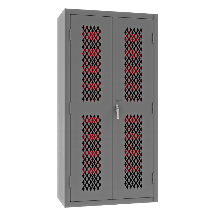 Durham EMDC361845B1795 Ventilated Cabinet, 14 Gauge, 45 Red Bins, 36 X 18 X 72