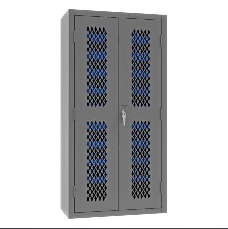 Durham EMDC361845B5295 Ventilated Cabinet, 14 Gauge, 45 Blue Bins, 36 X 18 X 72