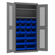 Durham EMDC-361872-18B-2S-5295 Ventilated Cabinet, 14 Gauge, 2 Shelves, 18 Blue Bins, 36 X 18 X 72