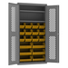 Durham EMDC-361872-18B-2S-95 Ventilated Cabinet, 14 Gauge, 2 Shelves, 18 Yellow Bins, 36 X 18 X 72