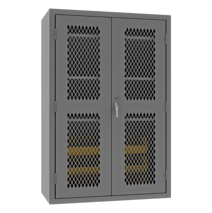 Durham EMDC-482472-6B-3S-95 Ventilated Cabinet, 14 Gauge, 3 Shelves, 6 Yellow Bins, 48 X 24 X 72