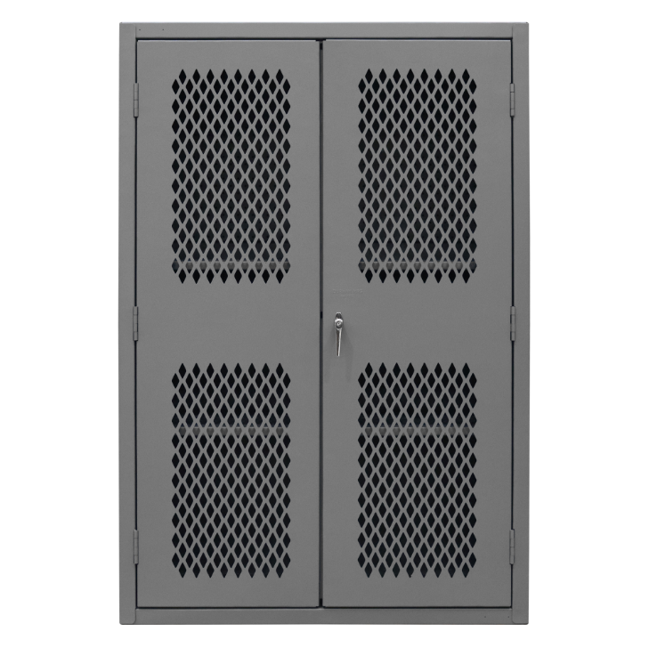Durham EMDC-482472-PB-2S-95 Ventilated Pegboard Cabinet, 14 Gauge, 2 Shelves, 48 X 24 X 72